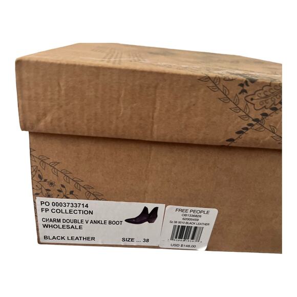 Free People Charm Double V Ankle Black Leather Boots Size 38 EU - Picture 10 of 12